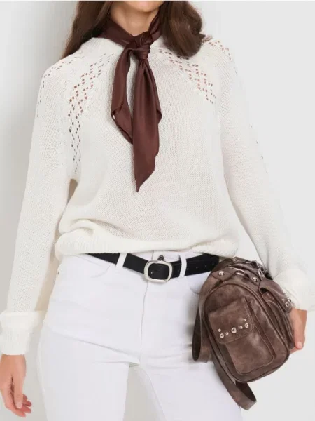 Ажурний светр кремовий