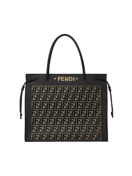 Shopperka Fendi z logo brązowa
