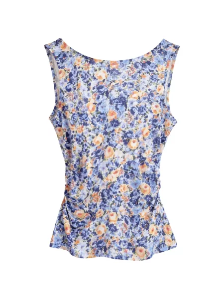 Top Ulla Johnson cu model floral albastru