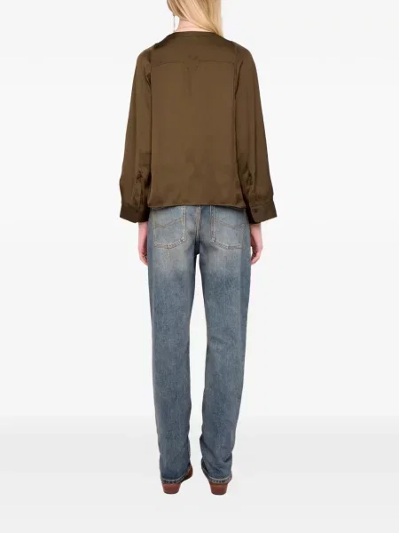 Satenska bluza Zadig&voltaire s V-izrezom zelena