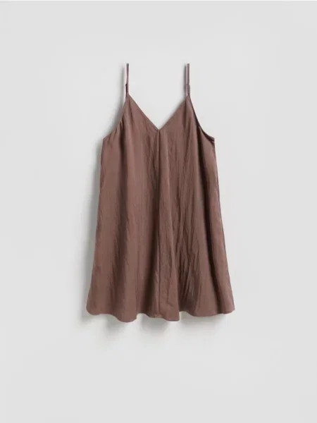 Reserved Rochie mini cu conținut ridicat de Lyocell cafeniu