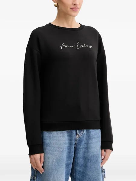 Hanorac crewneck Armani Exchange cu decolteu rotund negru