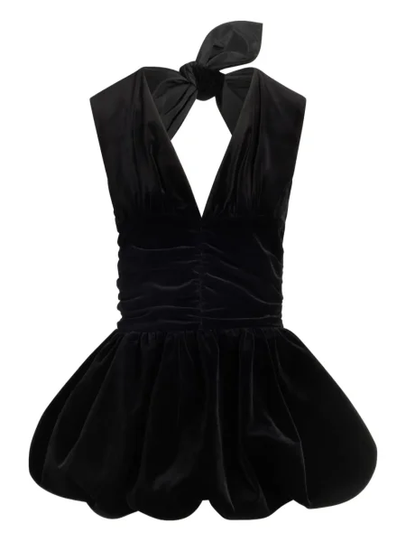 Aksamitna sukienka mini Patou z kokardką garniturowa czarna