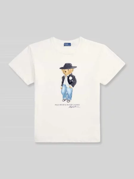 T-shirt z nadrukiem niedźwiedzia Polo Ralph Lauren biała