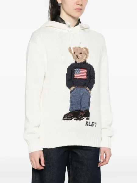 Pulover Polo Ralph Lauren cu glugă alb