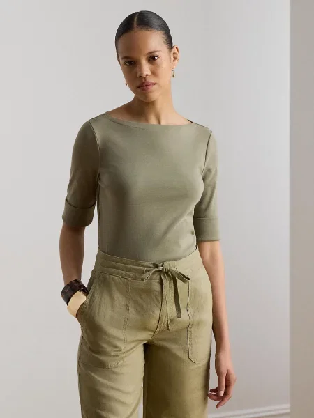 Lauren Ralph Lauren Tričko JUDY kaki zelená