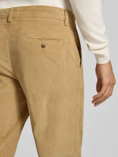 Spodnie o kroju regular fit z zakładką w pasie Selected beżowe