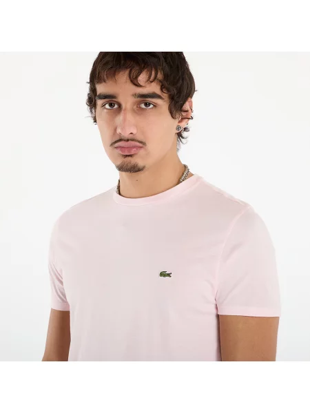 Тениска Lacoste бяло с изчистен дизайн синьо