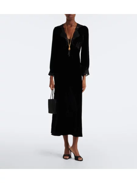 Rochie midi Rixo de catifea negru