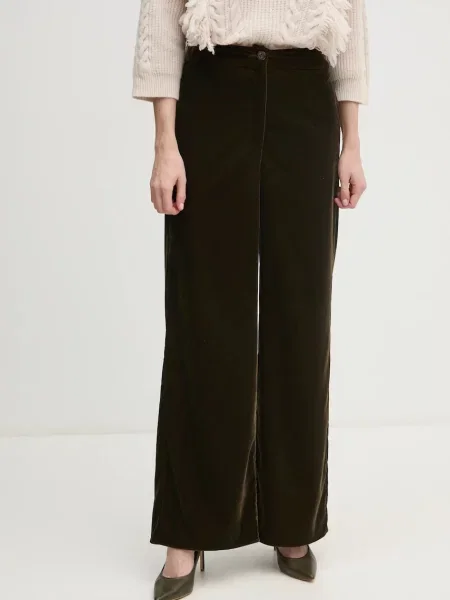 MAX&Co. pantaloni de catifea lat high waist verde
