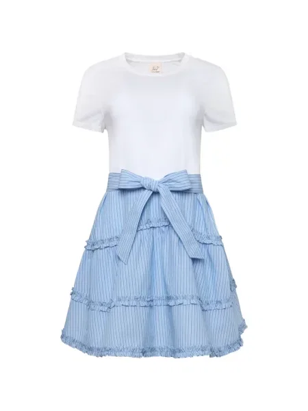 Rochie Cinq A Sept cu dungi cu volane alb