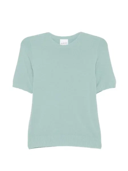 Scurt tricou Arovescio tricotate albastru