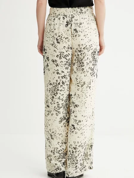 Calvin Klein nadrág magas derekú egyenes bézs