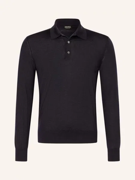 Zegna Úpletová Polokošile S Hedvábím tmavě modrá