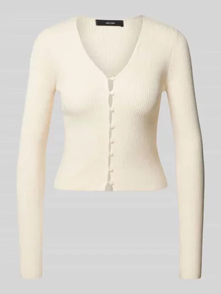 Kurtka krótka z dzianiny z listwą guzikową Vero Moda beżowa