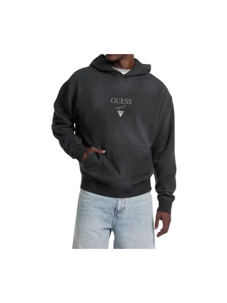 Bluza z kapturem Guess z logo czarna