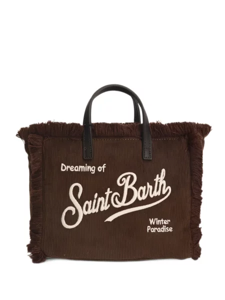 Geantă shopper Mc2 Saint Barth de catifea cord maro