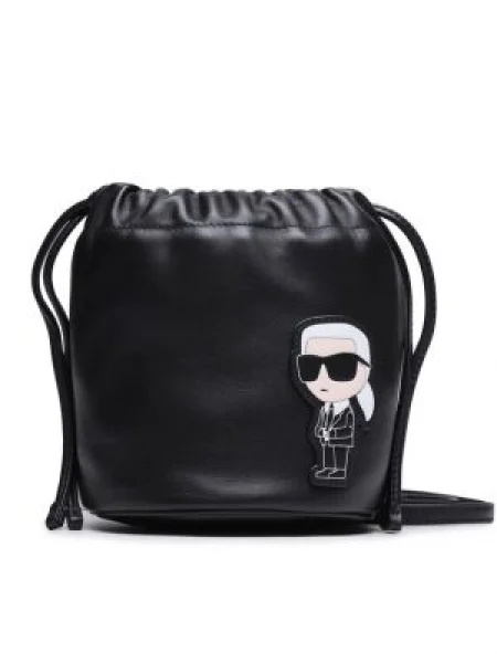 Кожена чанта Karl Lagerfeld черно