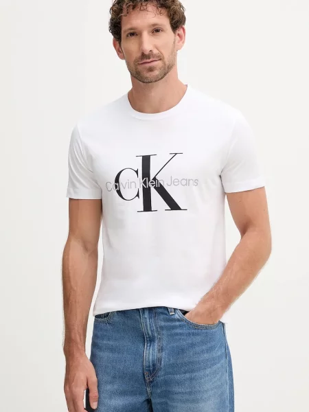 Тениска Calvin Klein Jeans черно с принт бяло