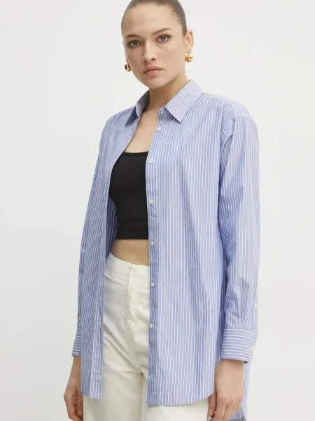 BOSS Orange camasa femei cu guler clasic relaxed albastru