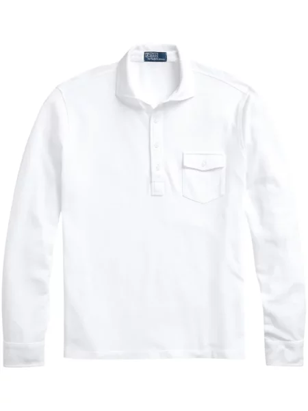 Lung cămașă Polo Ralph Lauren în carouri cu glugă alb