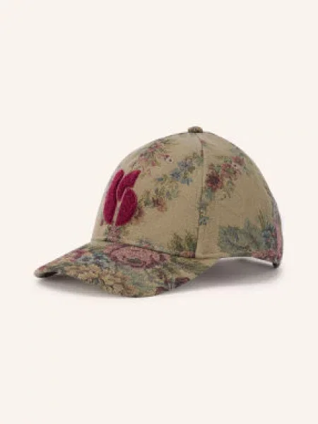 Ba&Sh Žakárová Čepice Hanny khaki / fuchsiová zelená