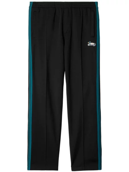 Pruhované běžecké kalhoty Burberry s výšivkou černé