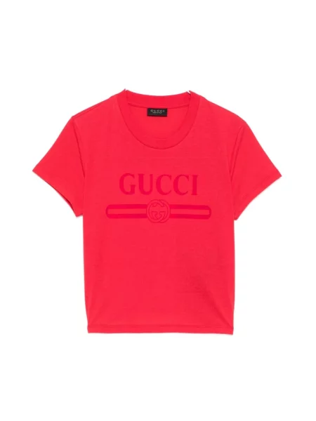 Koszulka Gucci z nadrukiem z dżerseju czerwona