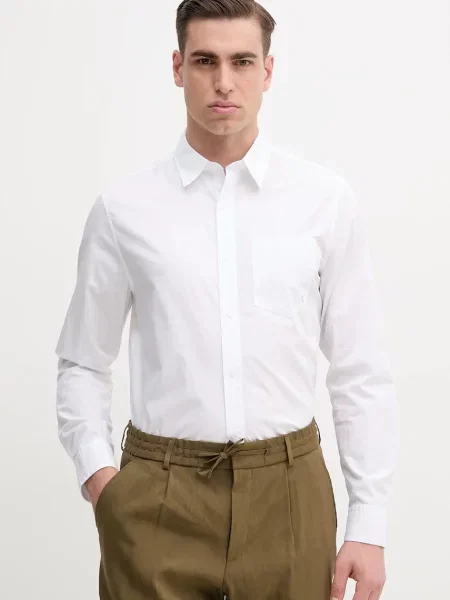 Дълго риза Calvin Klein Jeans с дълъг ръкав бяло