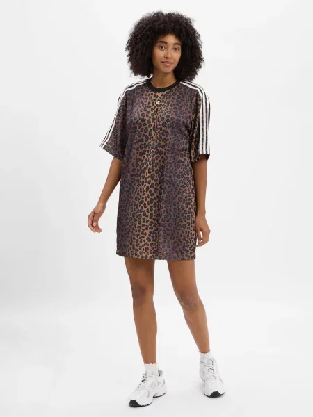 Adidas Originals sukienka z dżerseju Kobiety brązowy|czarny wzorzysty S czarna