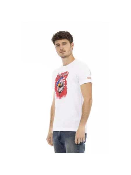Koszulka Trussardi z krótkim rękawem z okrągłym dekoltem casual biała