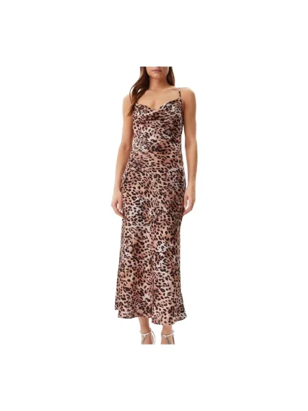 Guess Sukienki Kobieta Beżowy XS Akilina Jurk Tropical Dress brązowa
