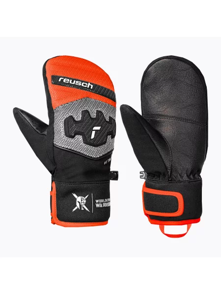Mănuși de schi pentru copii Reusch Worldcup Warrior Prime R-Tex XT Mitten black/silver/fluo red negru