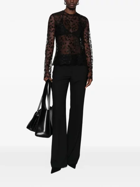 Lung top Fendi din dantelă negru