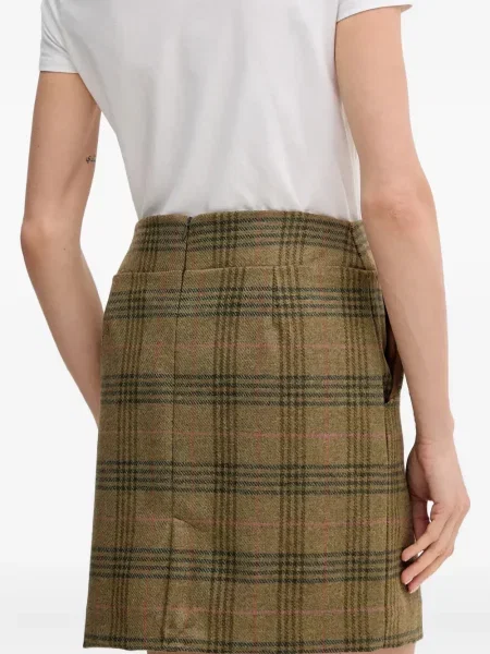 Mini fusta mini Barbour în carouri mini verde