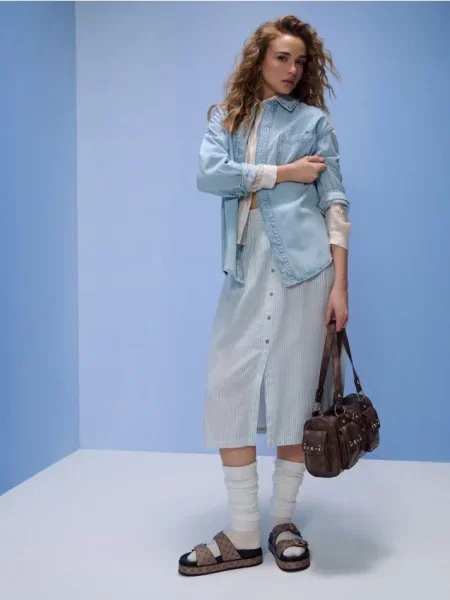 Джинсова сорочка oversize синій