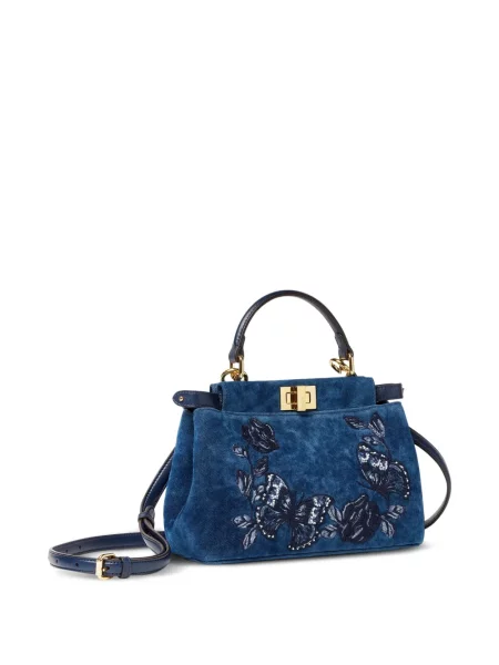 Шопинг чанта Fendi на цветя синьо