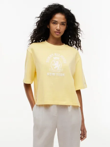 TOMMY HILFIGER Póló sárga fehér
