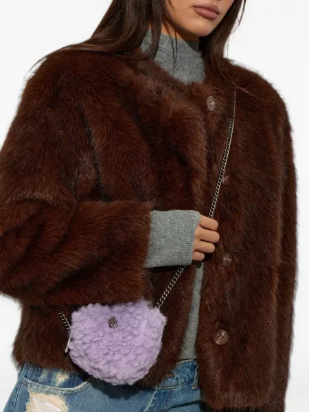 Geantă shopper Kurt Geiger London cu motiv cu inimi violet
