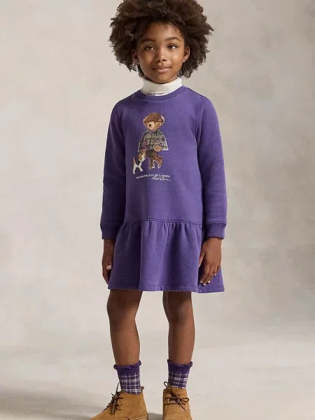 Polo Ralph Lauren svetrové šaty s bavlnou fialová