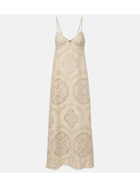 Rochie maxi Valentino cu model floral bej