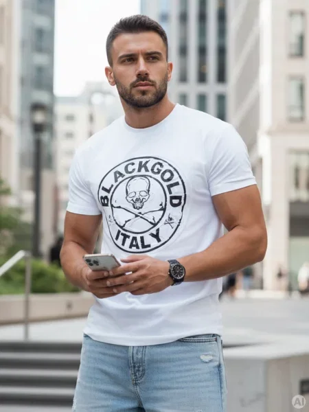 T-shirt z nadrukiem Dstreet biały