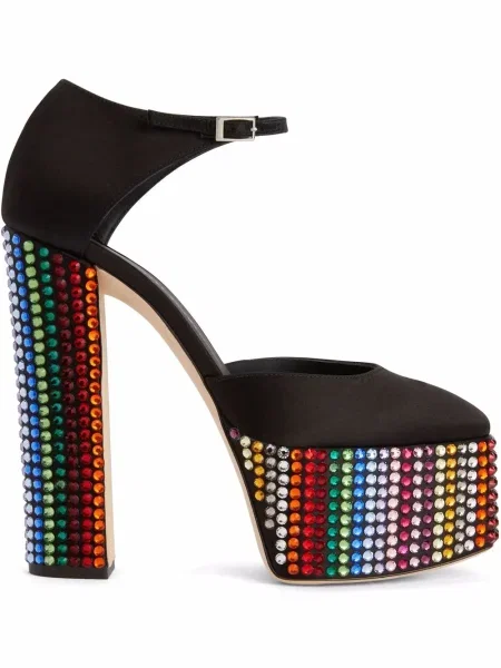 Pantofi cu toc Giuseppe Zanotti cu platformă cu tepi negru