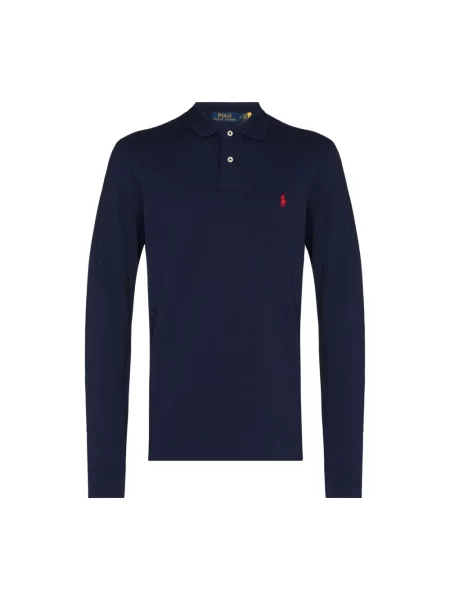 Koszula Polo Ralph Lauren z długim rękawem z siateczką z siateczki niebieska