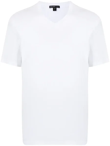 Tricou James Perse cu decolteu în V din jerseu alb