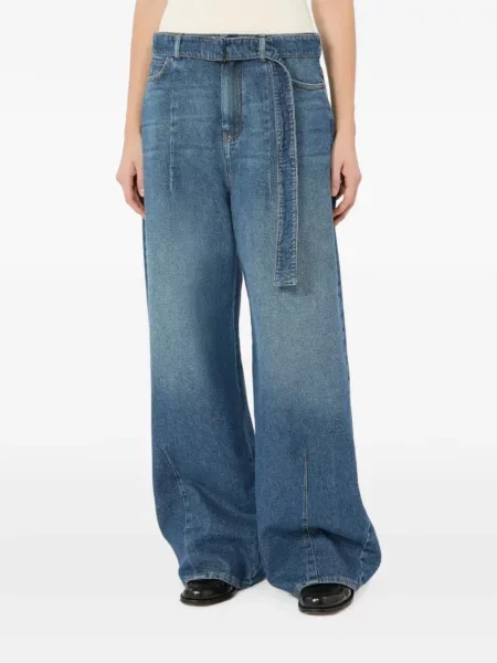Cu centură blugi cu picior larg Weekend Max Mara albastru