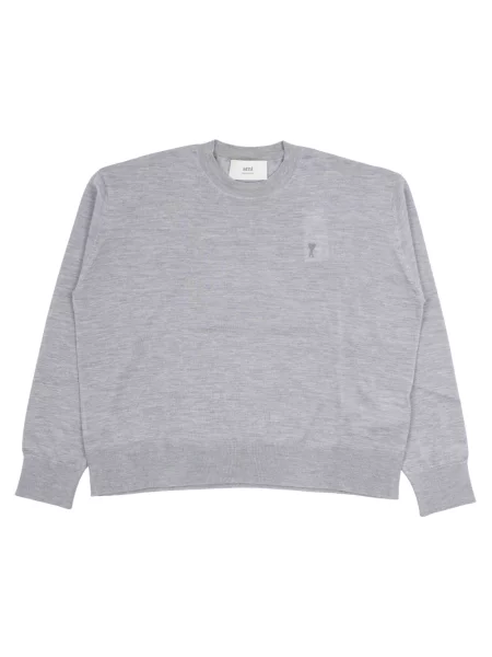 Sweter wełniany Ami Paris wełniany szary