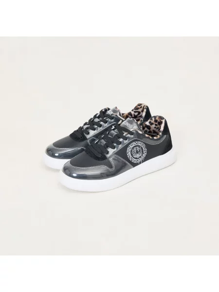 Sneakersy Just Cavalli zamszowe z logo czarne