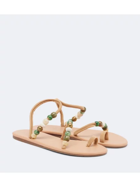 Sandale Ancient Greek Sandals cu mărgele bej