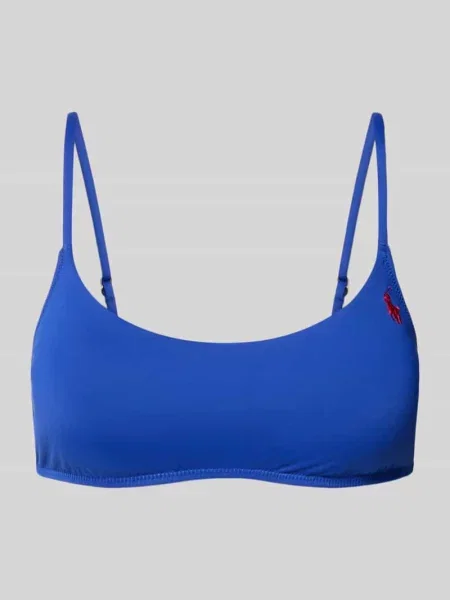 Góra bikini z haftowanym logo Polo Ralph Lauren niebieskie